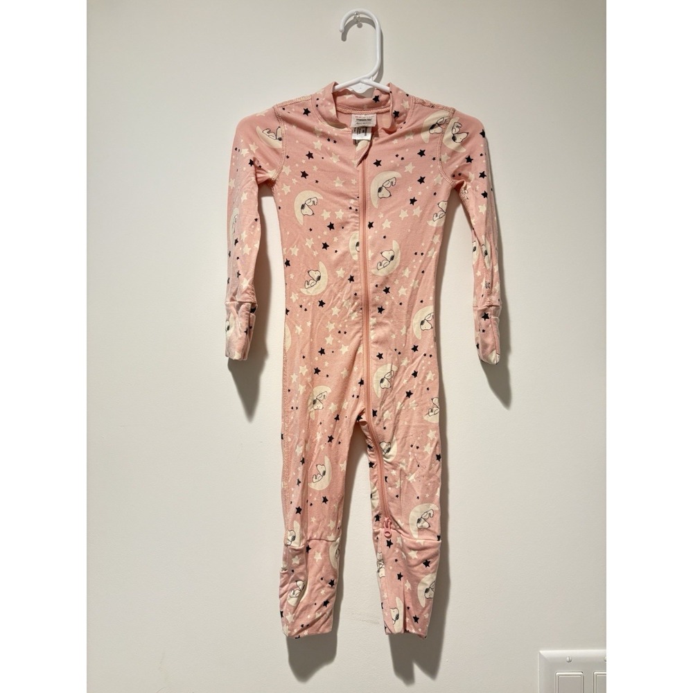 Hanna Andersson Peanuts Snoopy Moon & Stars Baby Zip Sleeper, Size 3-6 Months